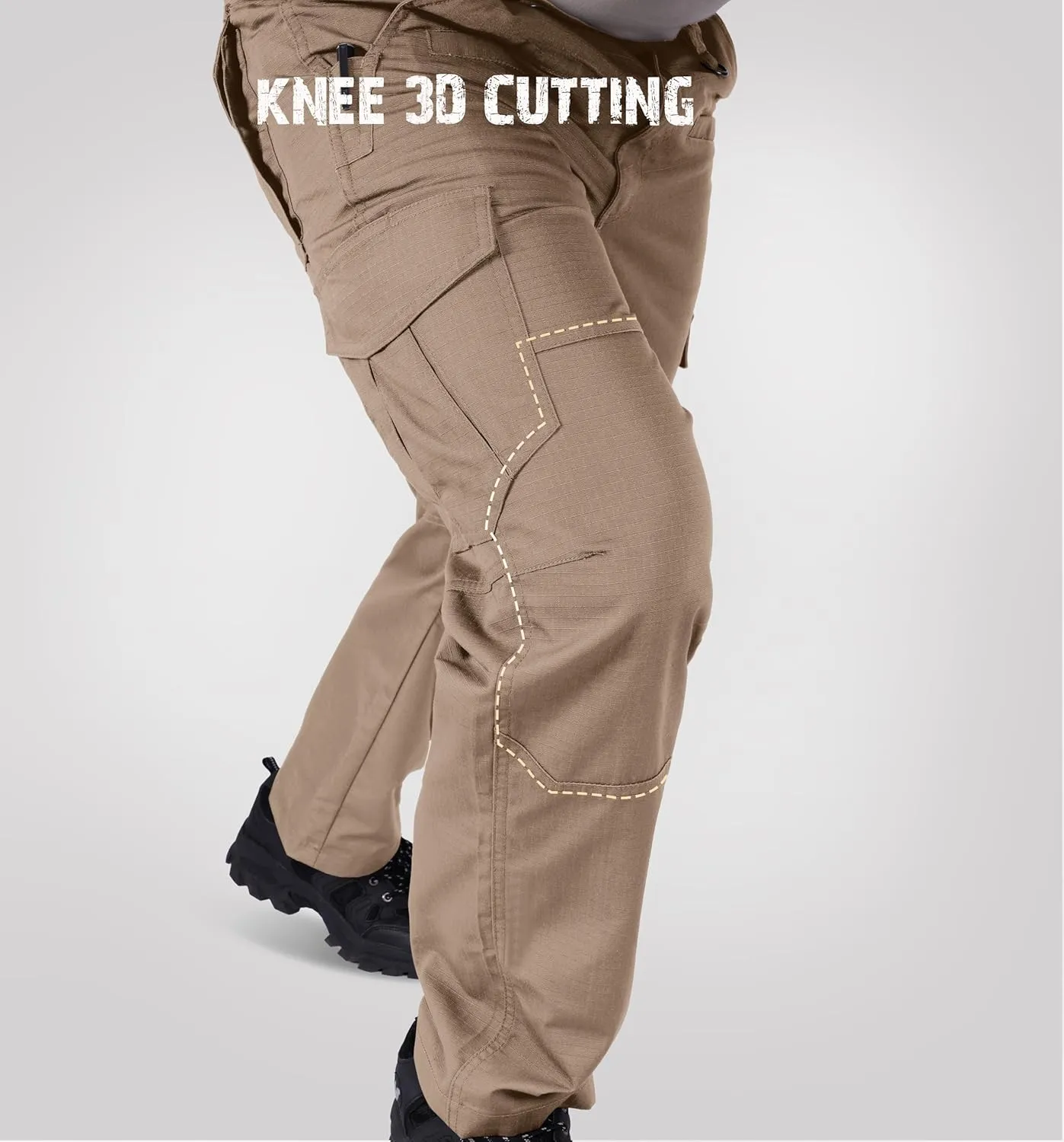 Men's Waterproof Rip-Resistant Tactical Pants with 9 Pockets for Hiking, Travel, and Outdoor Sports
