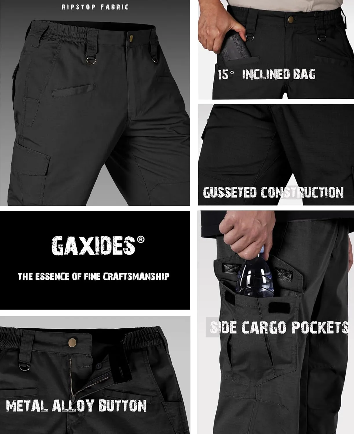 Men's Waterproof Rip-Resistant Tactical Pants with 9 Pockets for Hiking, Travel, and Outdoor Sports