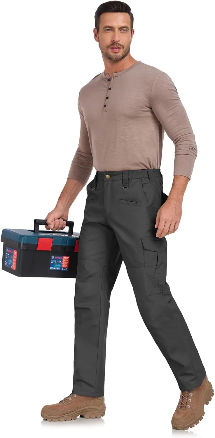 Men's Waterproof Rip-Resistant Tactical Pants with 9 Pockets for Hiking, Travel, and Outdoor Sports