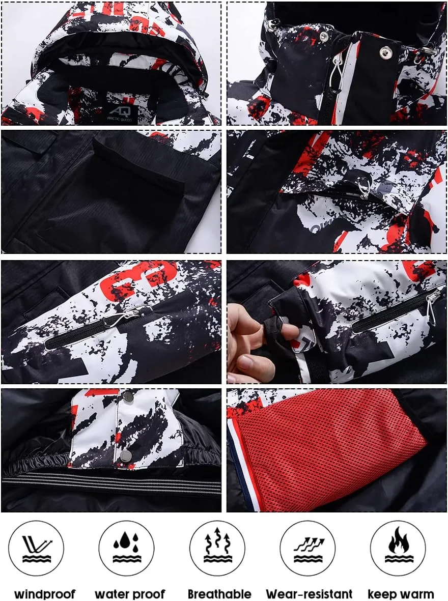 Mens Winter Ski Suit Two Piece Snow Suit Waterproof Ski Jacket and Pants Set Outdoor Snowboard Jacket