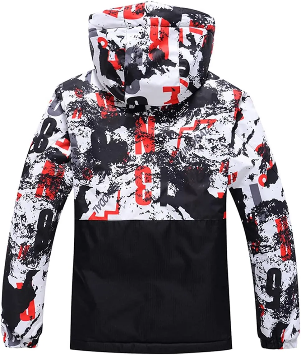 Mens Winter Ski Suit Two Piece Snow Suit Waterproof Ski Jacket and Pants Set Outdoor Snowboard Jacket