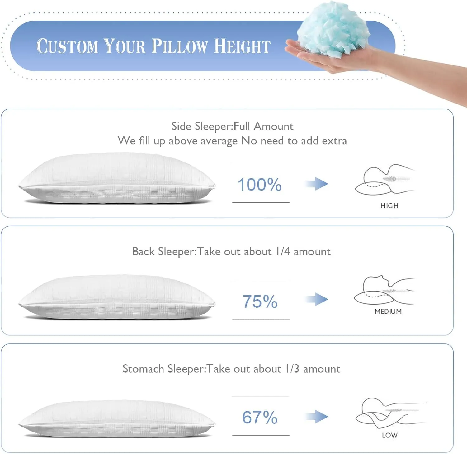Meoflaw Cooling Pillows for Sleeping Queen Size Set of 2,Shredded Memory Foam Bed Pillow with Pillow Case-Double Sided Material,Adjustable Loft Queen Pillow for Side & Back Sleeper-Medium Firm