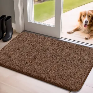 Mibao Front Door Mat Entrance, Non-Slip Absorbent Waterproof Welcome Doormat with TPR Backing, Dirt Trapping Entrance Inside Floor Mats for Entryway Washable Low-Profile, 24" x 35.5", Dark Brown