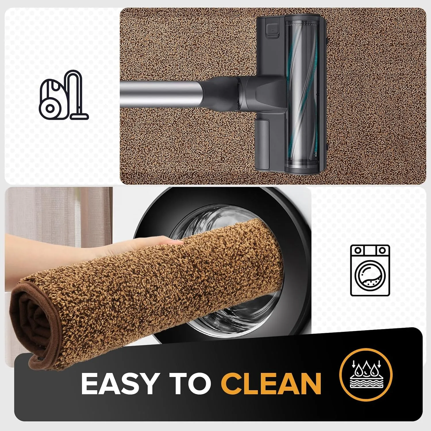 Mibao Front Door Mat Entrance, Non-Slip Absorbent Waterproof Welcome Doormat with TPR Backing, Dirt Trapping Entrance Inside Floor Mats for Entryway Washable Low-Profile, 24" x 35.5", Dark Brown
