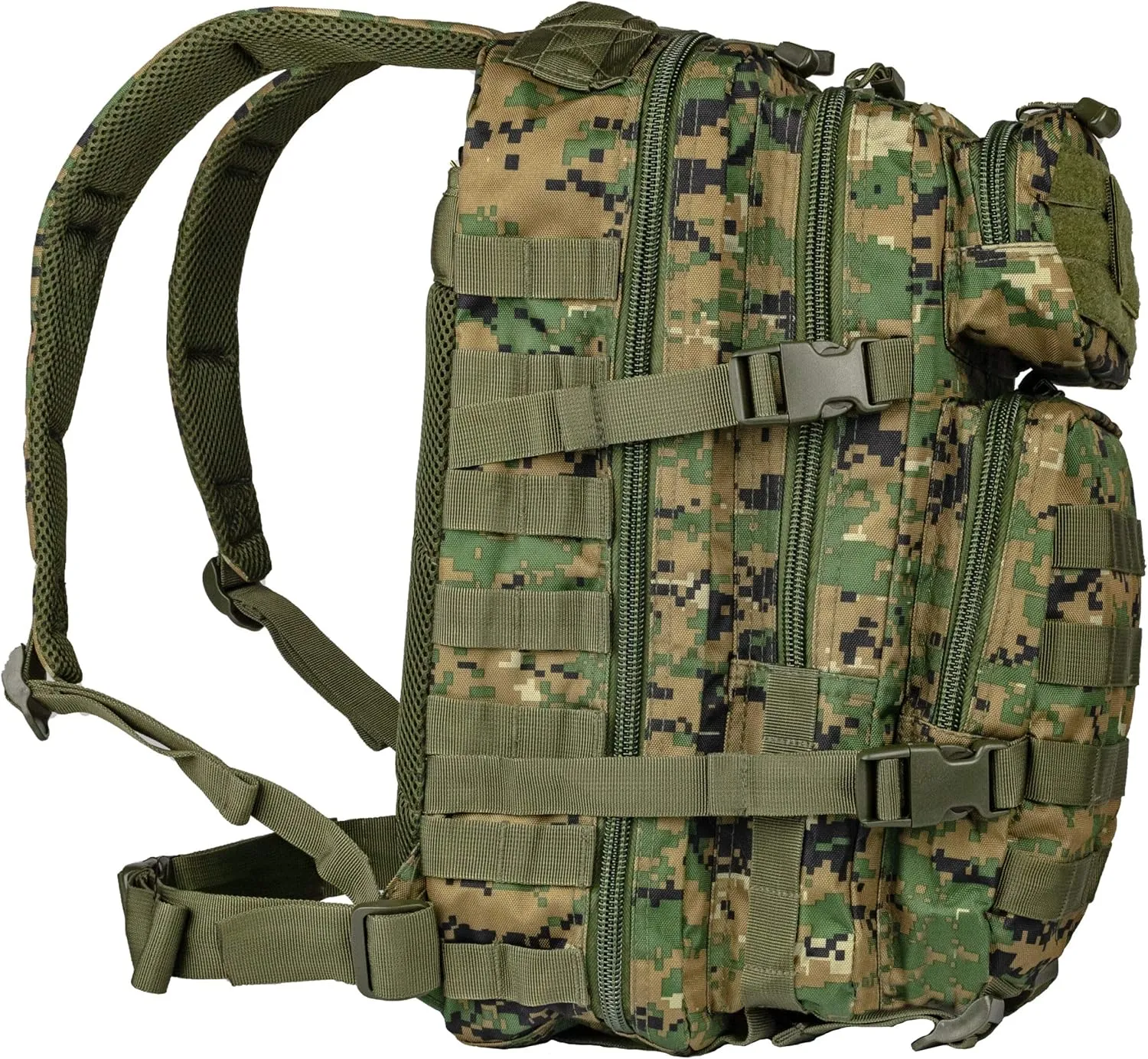 Mil-Tec Unisex Assault Pack - Rugged Durable Lightweight Ergonomic Versatile Tactical Outdoor Camping Hiking Backpack with Adjustable Padded Shoulder Straps & MOLLE Loops, Digital Woodland Camo, 36L