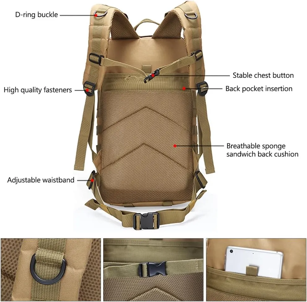 Military Tactical Backpack 3 Day Assault Pack Army Molle Bag Backpacks Rucksack 35L (Jungle Camouflage)
