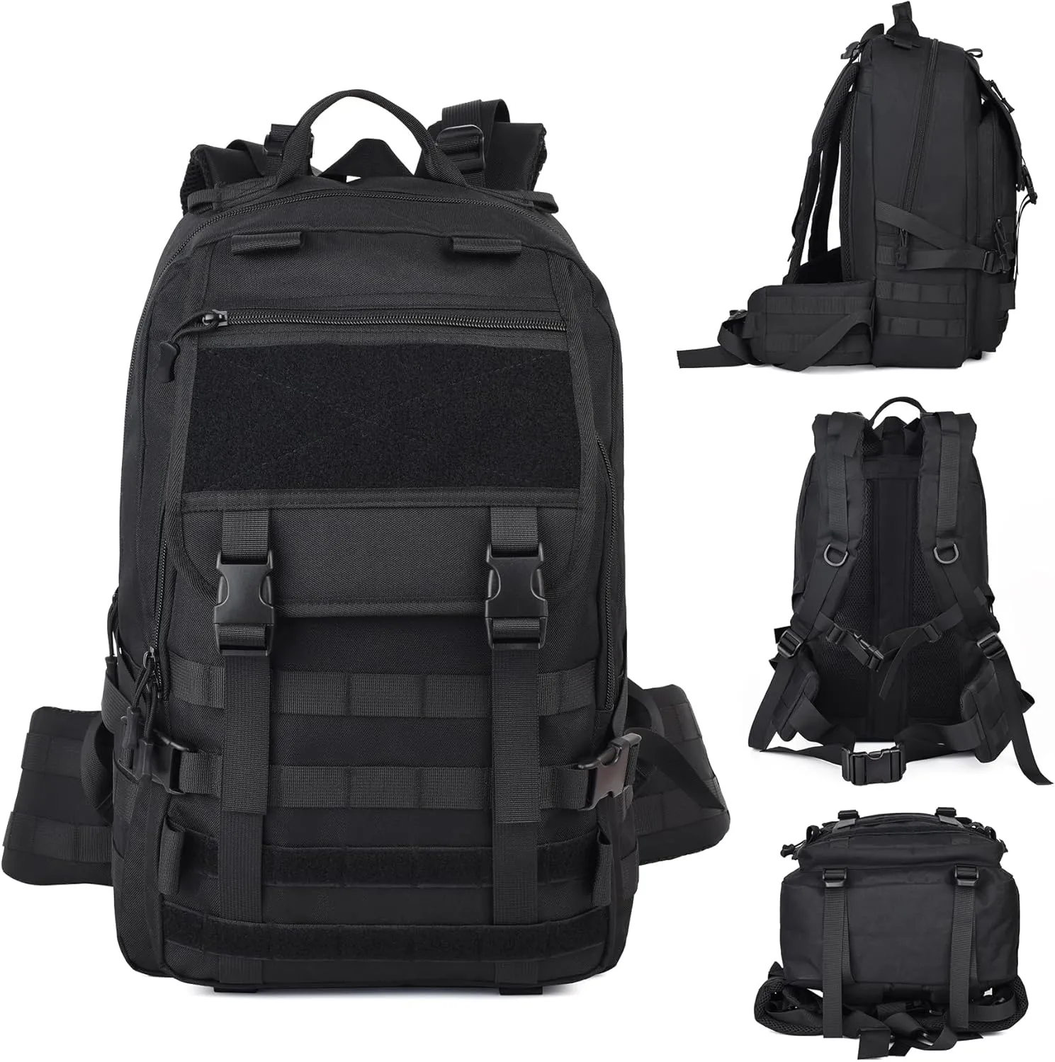 Military Tactical Backpack for Men, Molle Backpack 3 Day Bug Out Bag Assault Pack, Hiking Camping Fishing 35L Rucksack (Black)