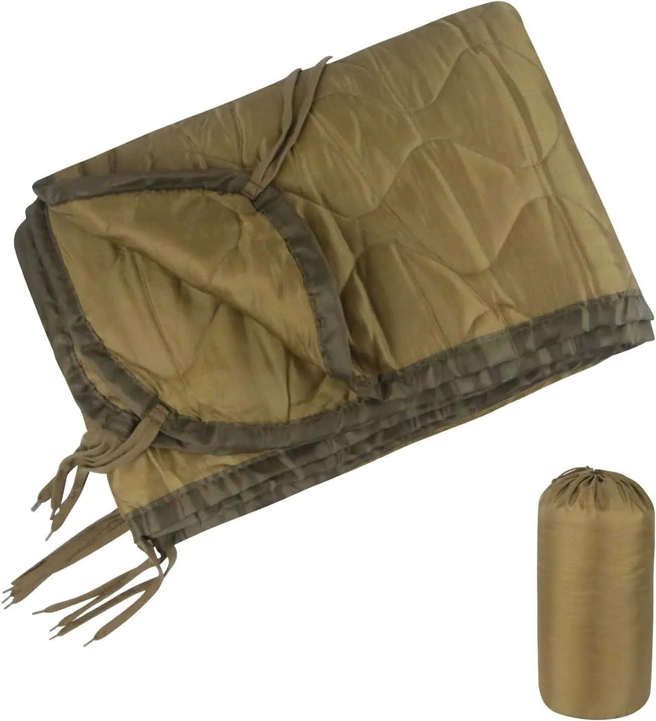 Military Woobie Blanket Thermal Insulated Poncho Liner Camping with Drawstring Carry Bag Waterproof for Outdoor Hiking