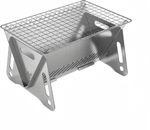 Mini Camp Grill, Portable Stainless Steel Grill, Portable Mini Grill for Outdoor Camping（Small）, Pe034-camp grill-small