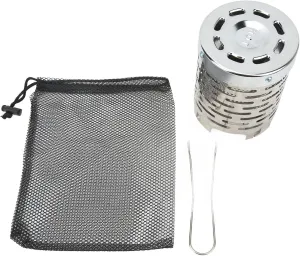 Mini Camping Heater, Camping Mini Heater Cover Portable Stainless Steel Camping Tent Heating Cover with Handle Mesh Bag for Hiking Traveling Silver