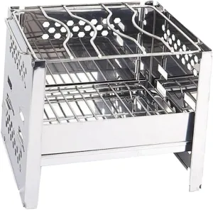 Mini Stainless Steel BBQ Grill Portable Camping Grill Square Outdoor Cooking Collapsible for