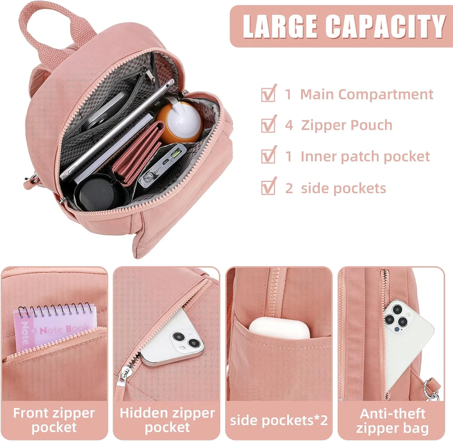 Mini Waterproof Backpack Purse for Women and Men,Small Travel Daypack