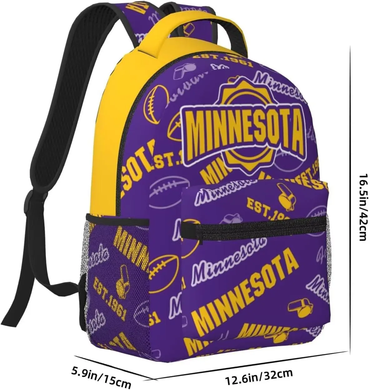 Minnesota Backpack for Boys Girls, Sports Backpack,Suitable For School Use,Gift For Men Women Fans