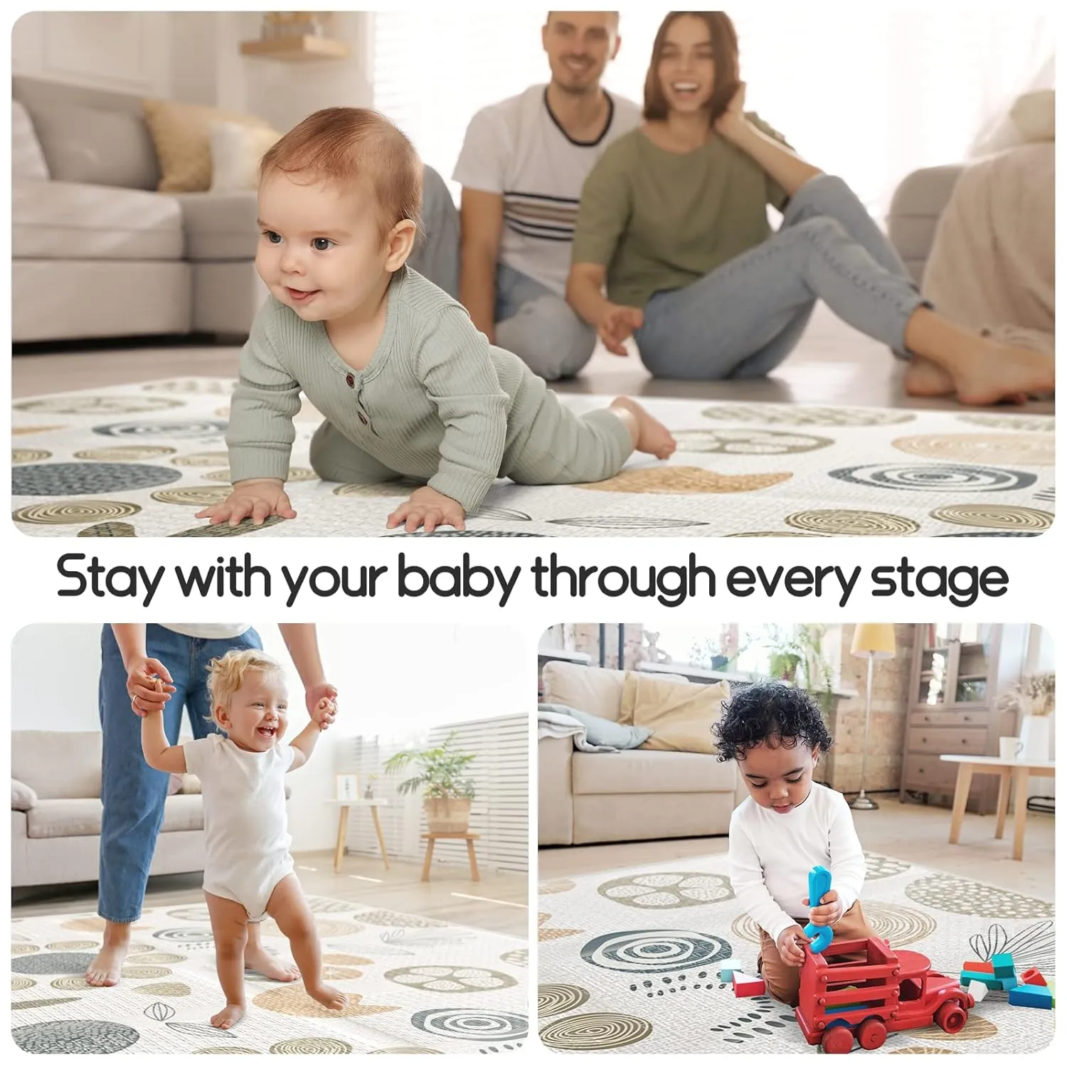 Mloong Baby Play Mat for Floor,59x71x0.4inch Playmat for Baby with Carry Bag, Foldable Play Mat,Kids Foam Play Mat,Waterproof Carlwing Mat for Baby,Large Infant Playmat,Indoor&Outdoor Playing Mat