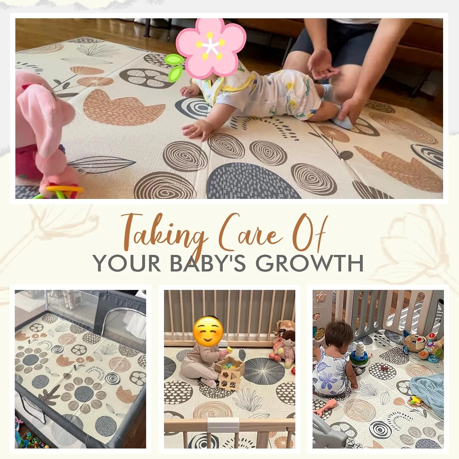 Mloong Baby Play Mat for Floor,59x71x0.4inch Playmat for Baby with Carry Bag, Foldable Play Mat,Kids Foam Play Mat,Waterproof Carlwing Mat for Baby,Large Infant Playmat,Indoor&Outdoor Playing Mat