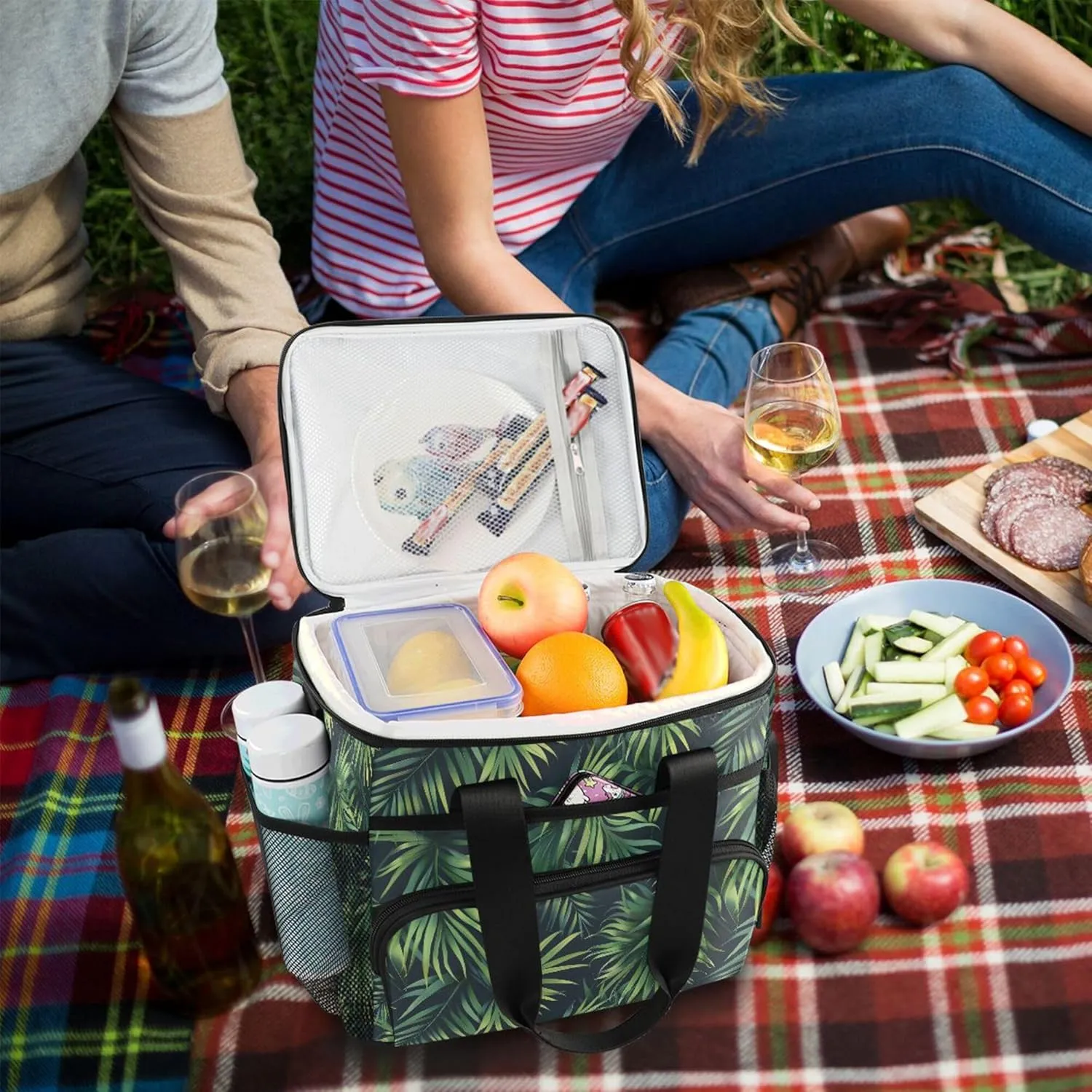 MNSRUU Cooler Bag Green Cactus Soft Cooler Bag Insulated Lunch Totes Picnic Bag Beach Cooler Lunch Box Container with Adjustable Shoulder Strap