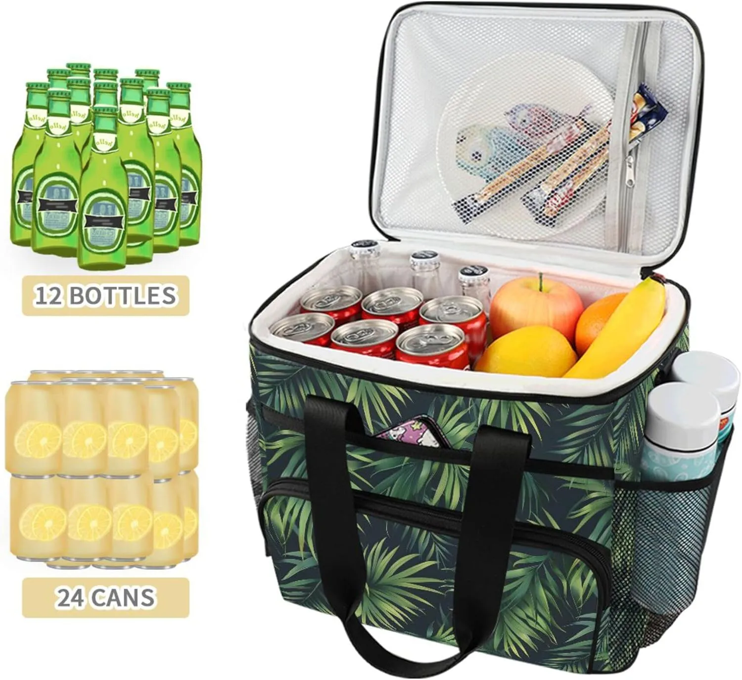 MNSRUU Cooler Bag Green Cactus Soft Cooler Bag Insulated Lunch Totes Picnic Bag Beach Cooler Lunch Box Container with Adjustable Shoulder Strap