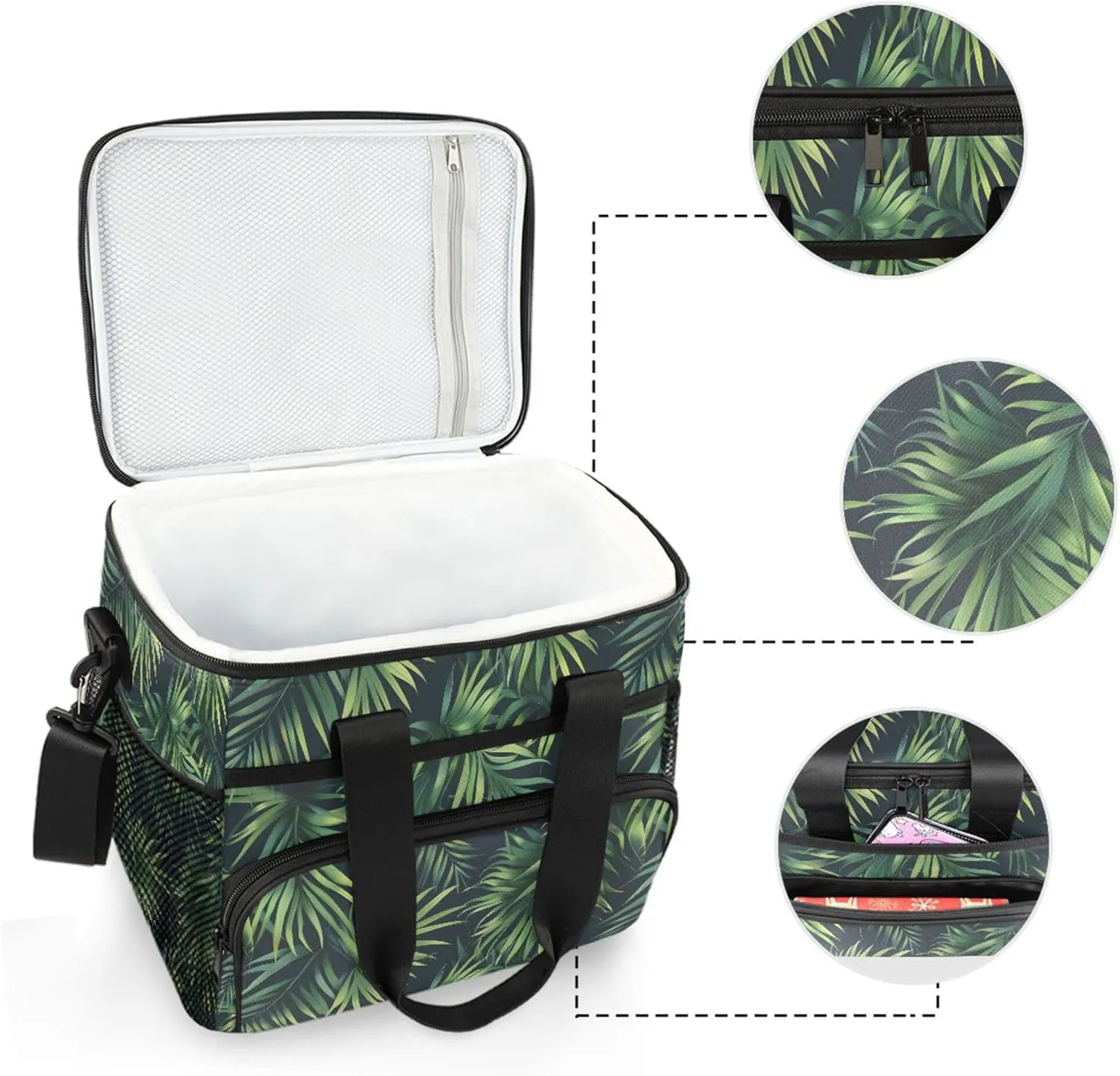 MNSRUU Cooler Bag Green Cactus Soft Cooler Bag Insulated Lunch Totes Picnic Bag Beach Cooler Lunch Box Container with Adjustable Shoulder Strap