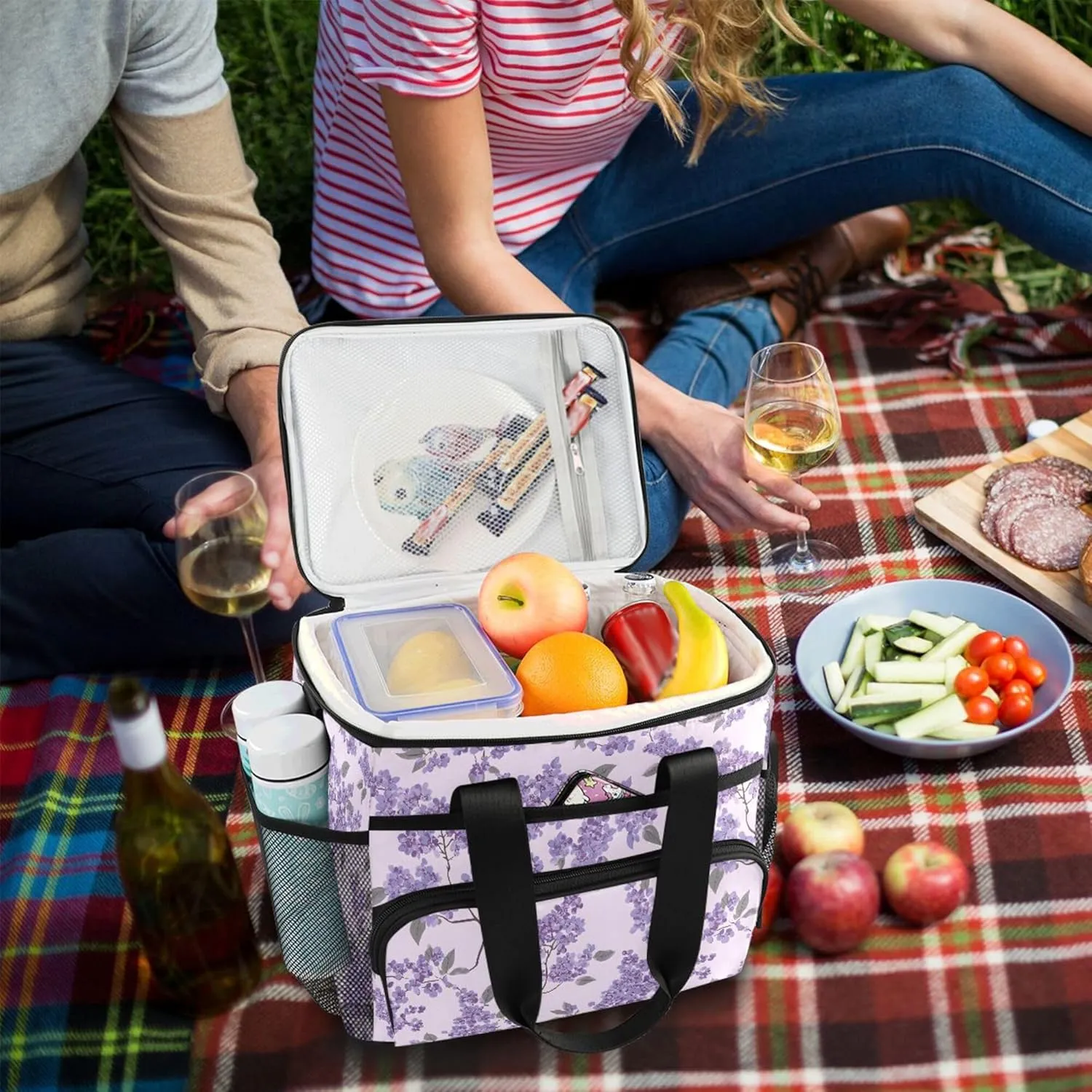 MNSRUU Cooler Bag Retro Ethnic Soft Cooler Bag Insulated Lunch Totes Picnic Bag Beach Cooler Lunch Box Container with Adjustable Shoulder Strap