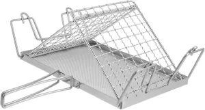 Mobestech Stainless Steel Camping Toaster Rack Versatile Outdoor Toaster Fish Grill Basket and Roasting Rack