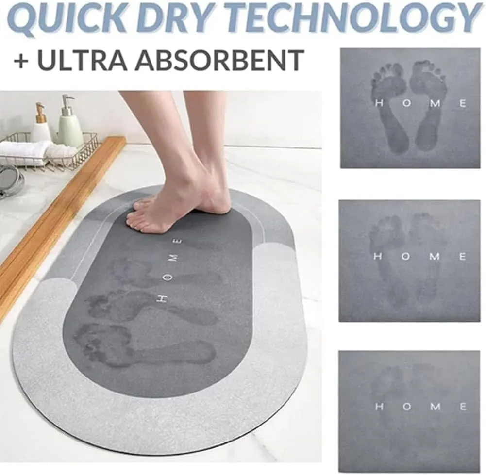 Modrindz Modernized Magic Bath Mat - Quick Dry, Non-Skid Waterproof Comfort Standing Rug for Bathroom (Dark Gray-B, 16 x 24 in)