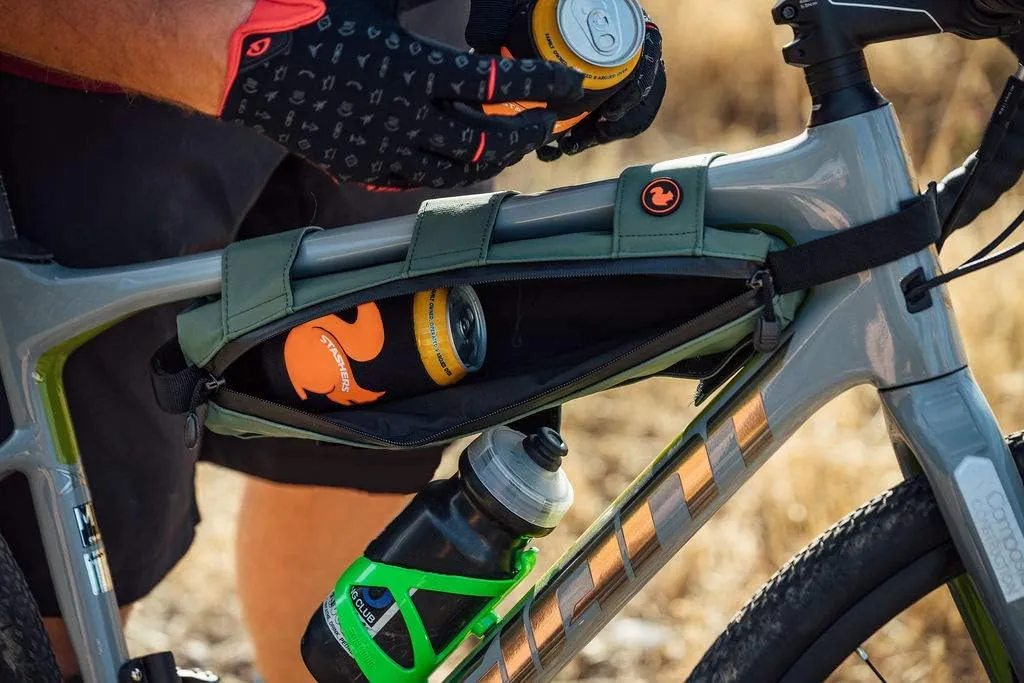 Modular Insulated Adventure Hike & Bike Frame Top Tube Handlebar Can Sling Bags (Medium 3-Can Bag, Laughing Grass Camo)