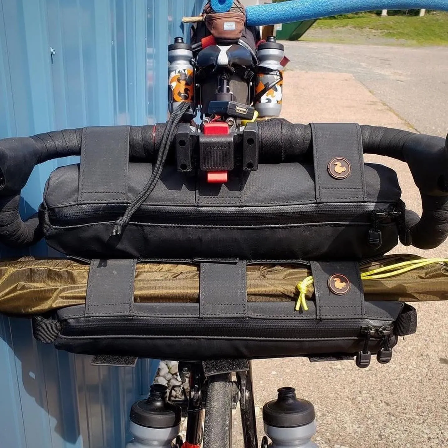 Modular Insulated Adventure Hike & Bike Frame Top Tube Handlebar Can Sling Bags (Medium 3-Can Bag, Laughing Grass Camo)
