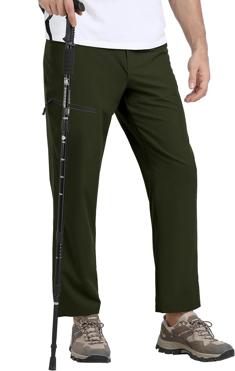 MoFiz Men's Elastic Waist Hiking Pants Lightweight Outdoor Water Resistant Sweatpants with Zipper Pockets