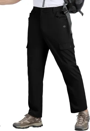 MoFiz Men's Elastic Waist Hiking Pants Lightweight Outdoor Water Resistant Sweatpants with Zipper Pockets