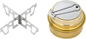 [Mokcoliy]【Stainless Steel Alcohol Stove with Stand】Portable Camping Stove - Compact Outdoor Cooking Gear, Heat- Backpacking Stove with Stable Base for Hiking & Camping Accessories