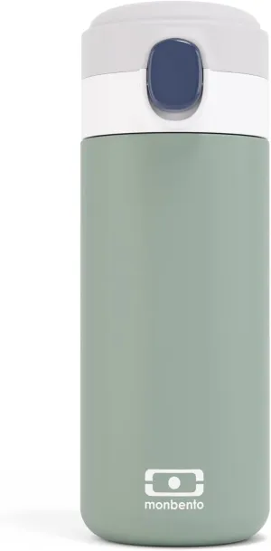 MONBENTO - Insulated Water Bottle MB Pop green Natural - 11 floz/360ml Leakproof Metal Water Bottle - Keeps Drinks Hot/Cold - Stainless Steel Bottle for Kids & Adult - Sports Cap - BPA Free - Green