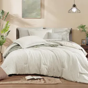 Monbix Queen Comforter Set - 7 Pieces Pebble Marble Pattern Bed in a Bag Queen Bedding Sets with Comforter, Sheets, Pillowcases & Shams, Reversible Bedding Comforters Sets (Queen, 90”X90'')