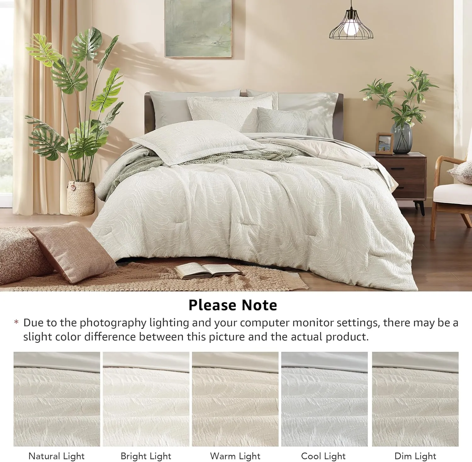 Monbix Queen Comforter Set - 7 Pieces Pebble Marble Pattern Bed in a Bag Queen Bedding Sets with Comforter, Sheets, Pillowcases & Shams, Reversible Bedding Comforters Sets (Queen, 90”X90'')