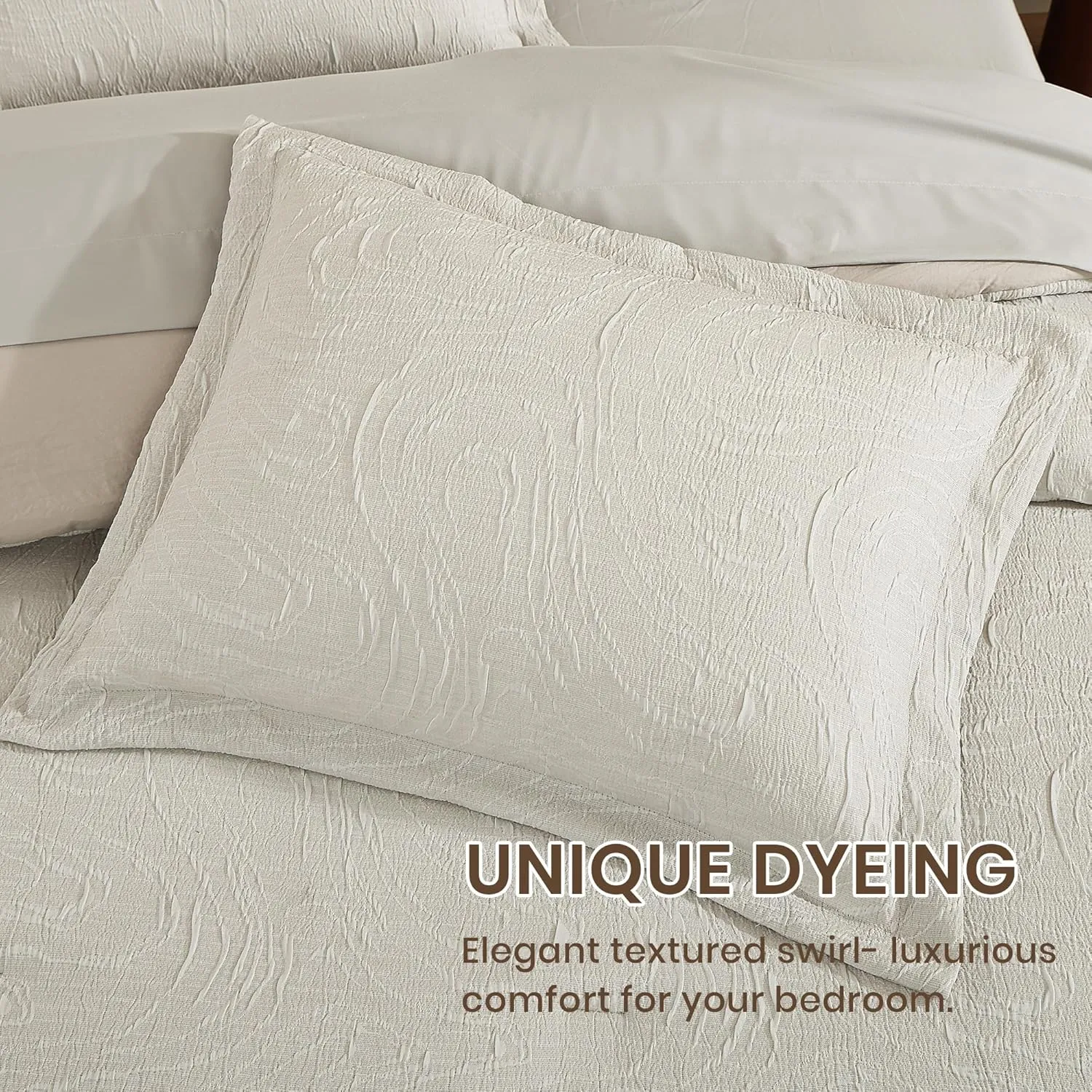 Monbix Queen Comforter Set - 7 Pieces Pebble Marble Pattern Bed in a Bag Queen Bedding Sets with Comforter, Sheets, Pillowcases & Shams, Reversible Bedding Comforters Sets (Queen, 90”X90'')
