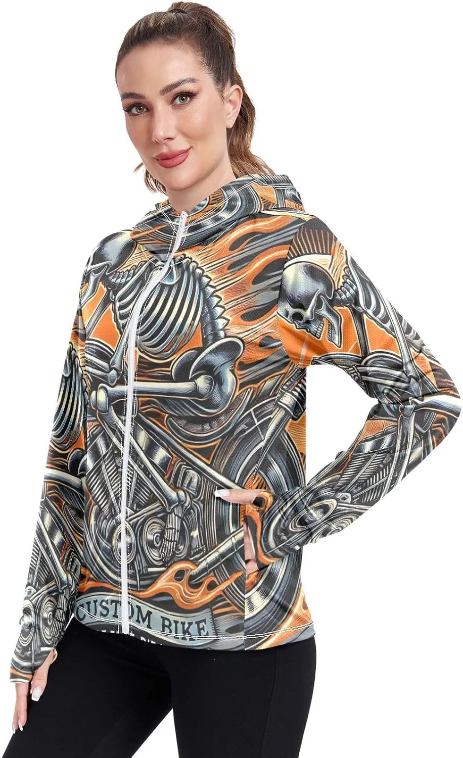 Moon Sleeping Sloth Sun Hoodie Women, Upf 50  Zip Workout Jacket, Cooling Shirt Women