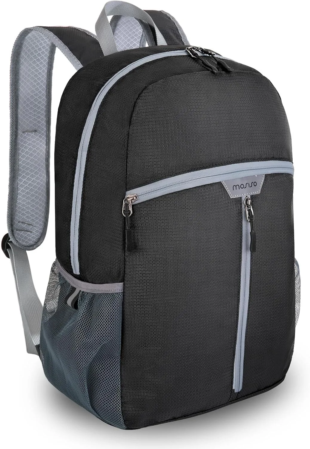 MOSISO Lightweight Hiking Daypack,35L Waterproof Packable Backpack, Foldable Day Bag with Inside Wet Clothes Compartments for Travel Camping Outdoor, Black