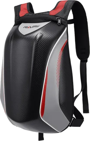 Motorcycle Backpack for Men, Waterproof Helmet Backpack Hard Shell 35L Large Capacity with Expandable Storage and Rain Cover, Red