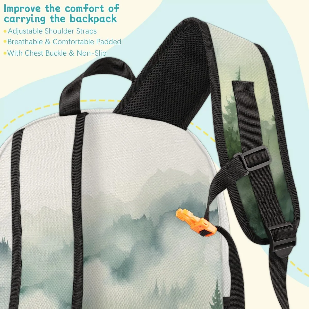 Mountain Forest Carry on Travel Backpack for Women Men Water resistant Lightweight Rucksack Backpack for Weekender Casual Work Hiking Misty Forest