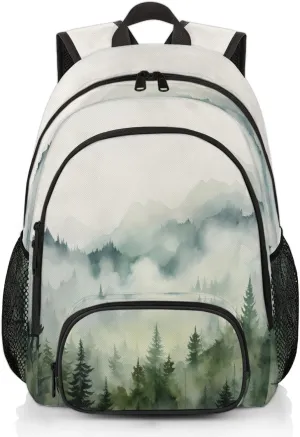 Mountain Forest Carry on Travel Backpack for Women Men Water resistant Lightweight Rucksack Backpack for Weekender Casual Work Hiking Misty Forest
