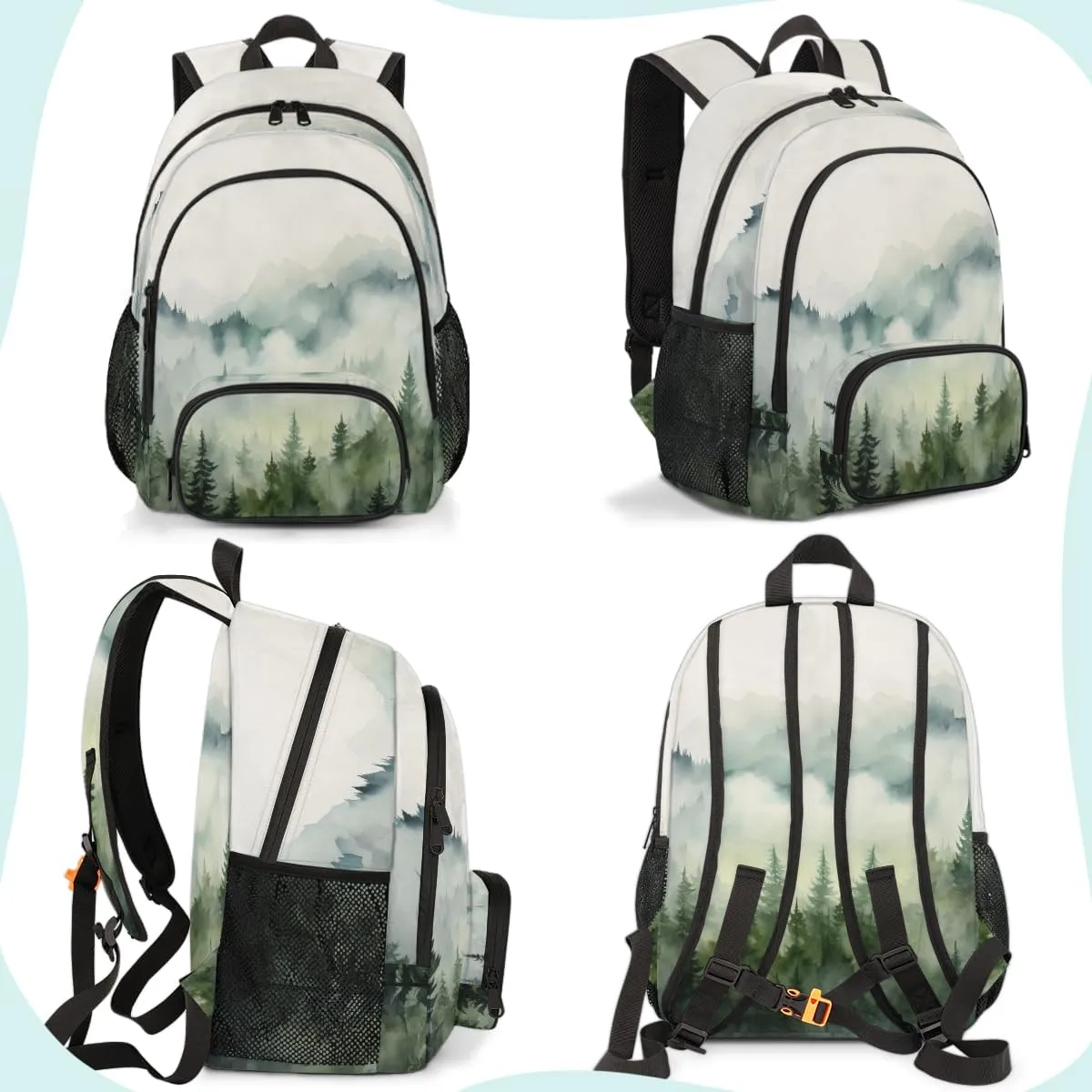 Mountain Forest Carry on Travel Backpack for Women Men Water resistant Lightweight Rucksack Backpack for Weekender Casual Work Hiking Misty Forest