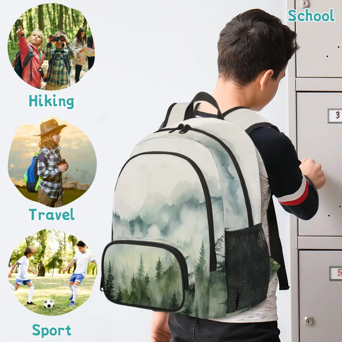 Mountain Forest Carry on Travel Backpack for Women Men Water resistant Lightweight Rucksack Backpack for Weekender Casual Work Hiking Misty Forest
