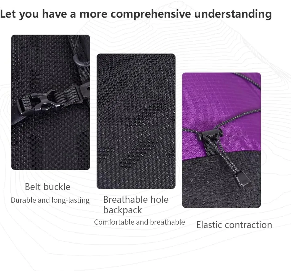 Mountaineering/Ultra Light Backpack - Lightweight Hiking & Travel Commuter Bag (Purple)
