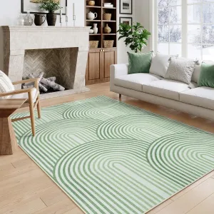 Moynesa Abstract Rainbow 5x7 Area Rugs, Machine Washable Ultra Thin Living Room Rugs for Bedroom Non Slip, Soft Green Mid Century Modern Colored Indoor Carpet for Office Kitchen Playroom
