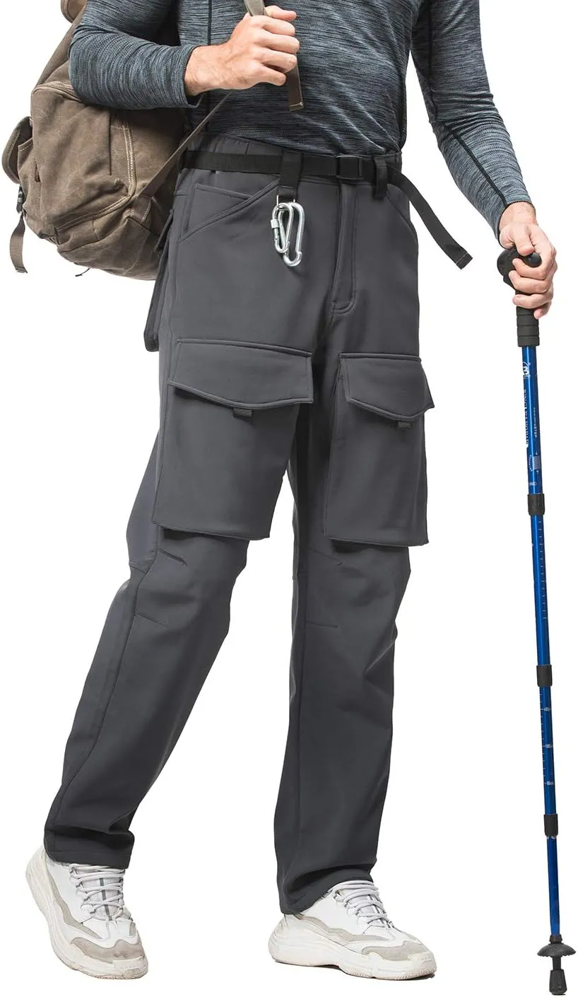 Mr.Stream Men's Hiking Multi Pocket Mountain Outdoor Trekking Sports Camping Windproof Fleece Pants