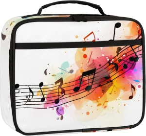 Musical Notation Lunch Box Reusable Insulated Lunch Bag for Adult Meal Containers with Exterior & Interior Pockets Soft Bag Mini Cooler Thermal Meal Tote Kit for Women Men