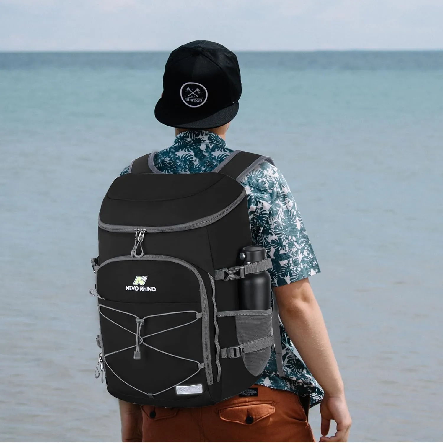 N NEVO RHINO Insulated Backpack Cooler - 36/54 Can Capacity, Waterproof Leak-Proof Lightweight Multi-Functional & Spacious， Ideal for Camping, Travel, Beach, Picnics， Lunch & Day Trips