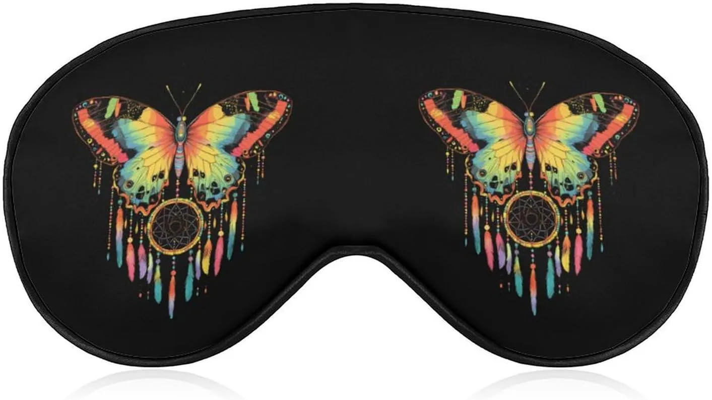 Nativbe Dream Catcher Colorful Butterfly Fashion Eye Mask Comfortable Light Blocking Sleep Mask Soft Night Cover Eye for Unisex