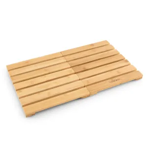 Natural Bamboo Bath Mat with Non-Slip Pads and Slatted Design