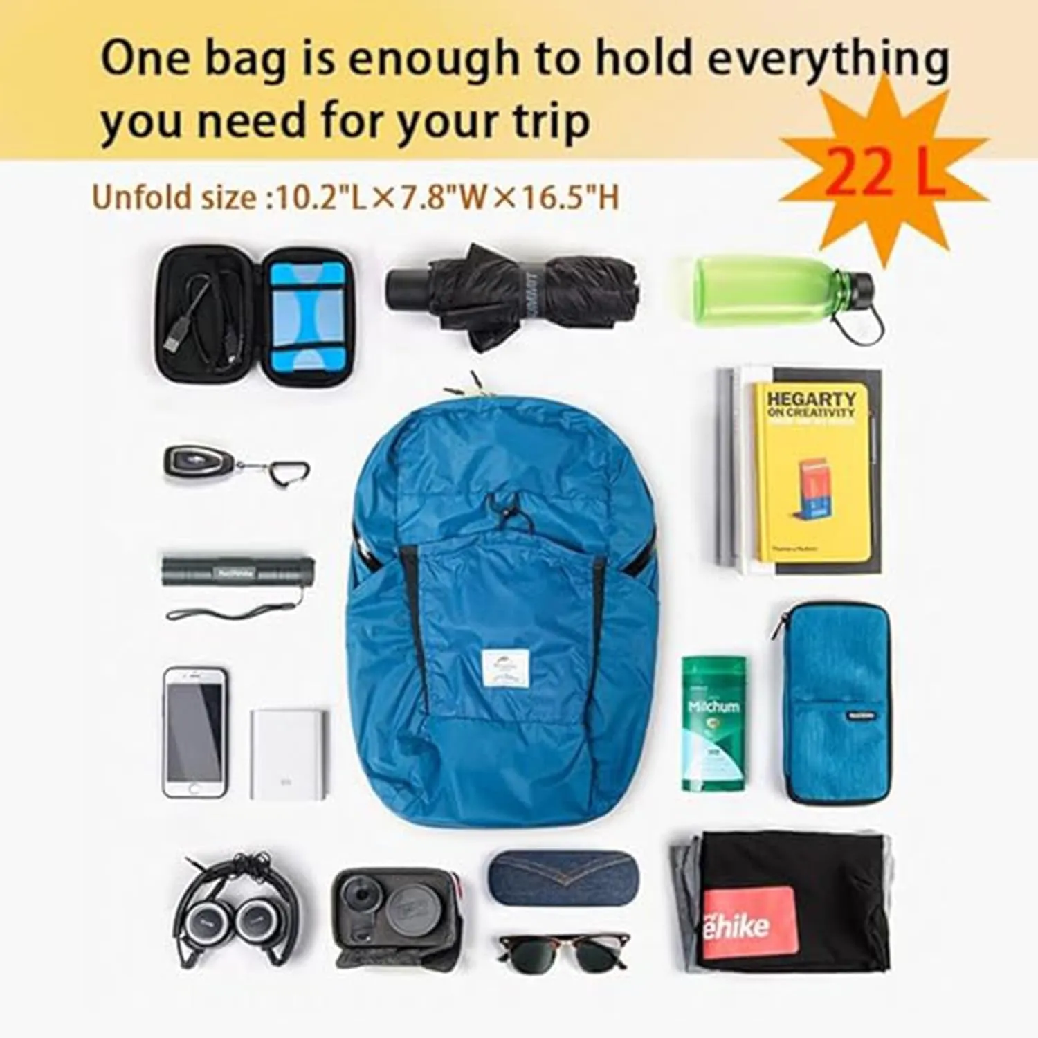 Naturehike 22L Ultralight Lightweight Hiking Daypacks,0.37LB, Waterproof Backpack,Foldable Backpack for Travel Hiking (grey)