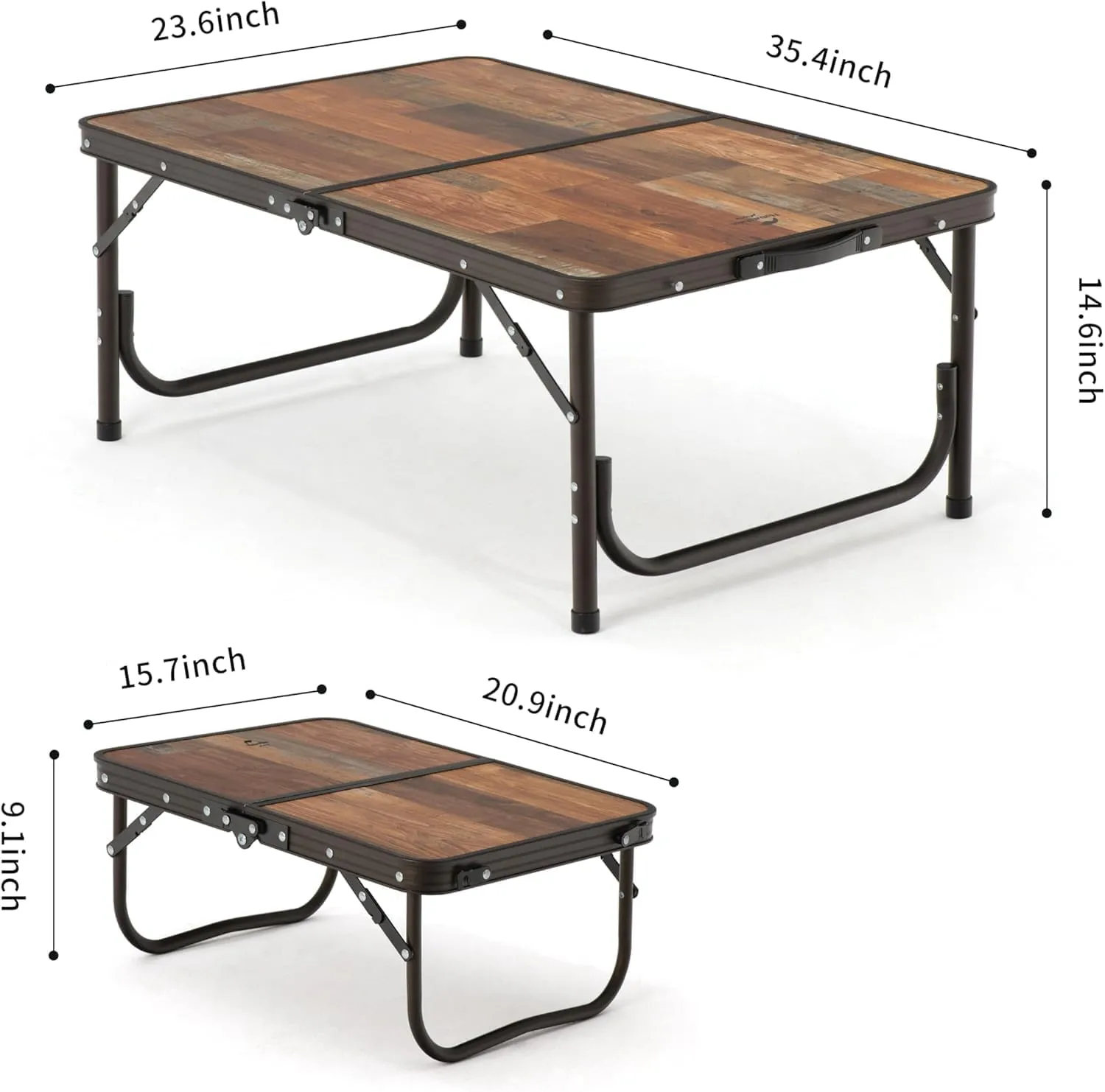 Naturehike Camping Folding Table, Small Portable Camping Side Tables with Adjustable Legs, Folding Beach Table with Carry Bag for Outdoor Camping, Cooking, BBQ, Travel - Retro